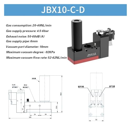 Générateur de vide JBX10-CD mini pompe à pression négative multi-étages - 3