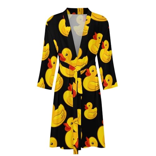 Rubber Yellow Duck Mens Nightgown Lightweight Knee Long Bath Robe Spa Bathrobe Loungewear4