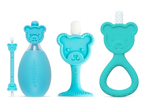 Image of oogiebear Baby Care Bundle Teether Toothbrush - Earwax Remover with Nose Sucker