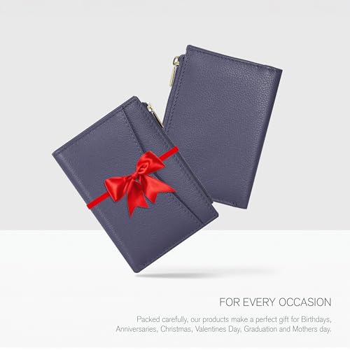 Image of Oak Leathers Leather Wallet For Women - Small RFID Coin Purse Credit Card & ID Holder for Ladies, Gift for Women's, Bifold Wallets (Nappa Blue)