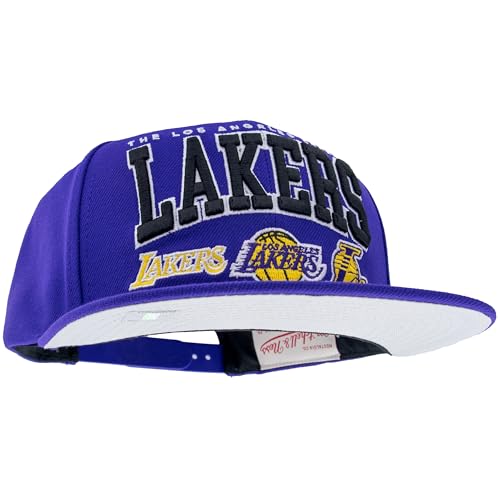 Mitchell & Ness NBA/HWC Champ Stack Casquette de Baseball Snapback - Los Angeles Lakers, Noir, 100% Polyester, Ajustable, Homme, Femme, Enfant, Unisexe, Printemps, été, Automne, Hiver