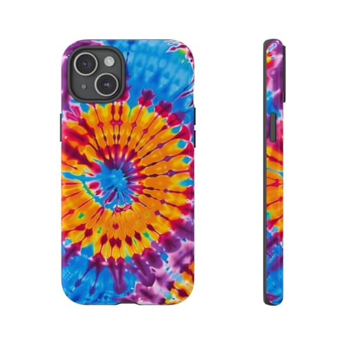 Coque iPhone 15 Plus tie-dye bleu brillante pour sublimer vos photos et sorties estivales