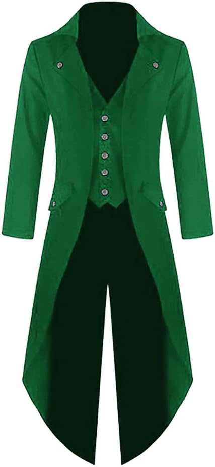 Makkrom Mens Steampunk Gothic Jacket Victorian Tailcoat Vintage Halloween Costume Tuxedo Coat Uniform