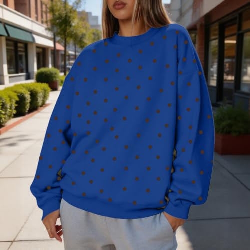 Polka Dot Sweatshirts for Women Fleece Oversized Trendy Sweat Shirts - image 2