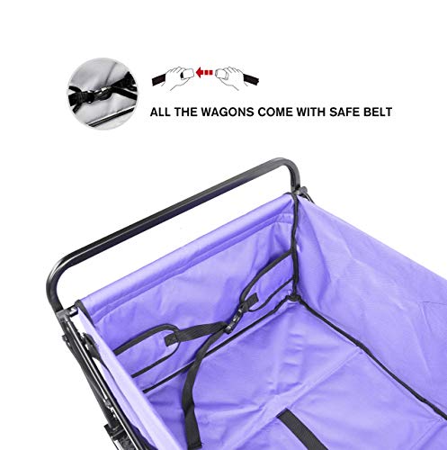 Whitsunday Collapsible Folding Garden Outdoor Park Utility Wagon Picnic Camping Cart 5“ Solid Rubber Wheels (Purple) #TOP5