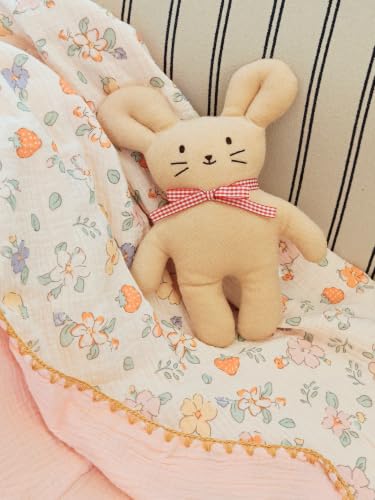 Image of Double Layered 100% Cotton Muslin Baby Blanket Ultra-Soft 40x40 Inch Swaddling Nursery Crib Blanket (Pink Strawberry Floral)