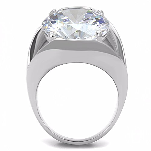 Womens Huge 8 Carat Round Cut Simulated Diamond Non Tarnish Stainless Steel Wedding Ring3