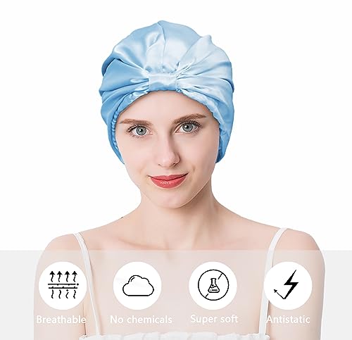 townssilk 100% Mulberry Silk Women Night Hat, 16 Momme Sleep Cap, Silk Shower Cap, Good for Hair Protects Hair - Image 3