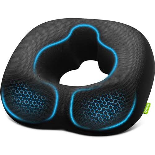 AUVON Sensitive Care Donut Pillow Seat Cushion for Hemorrhoids & Post-Surgery, Sciatica Relief, Donut Chair Cushions with Sloped Design for Thigh Pressure Relief, Memory Foam Lifting Cushions