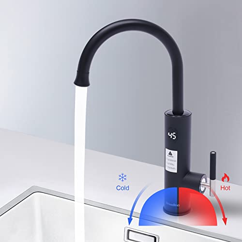 GWOalseO Calentador de agua eléctrico con pantalla LED de temperatura en tiempo real, diseño antigoteo, calentamiento eficiente 3200W, impermeabilidad IPX4, instalación fácil, ideal para hogares