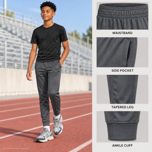 New Balance Boys Athletic Sweatpants, Joggers & Track Pant for School Kids | Sizes 4-20 Performance Tricot, Secure Cuffed Ankles, Flexible Elastic Waistband, Pockets For Sports And Weekend Downtime - image 4