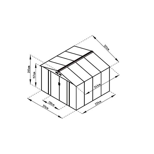 GARDIUN KIS12962 – Häuschen aus Metall, 7,74 m², außen, 241 x 321 x 205 cm, verzinkter Stahl, Anthrazitgrau – Bild 6