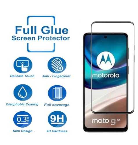 Image of HD Tempered Glass Screen Protector Compatible For Moto G42 5G With Edge To Edge Coverage And Easy Installation Kit