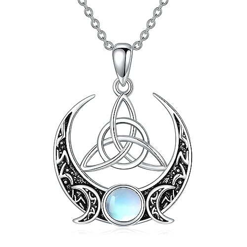 YAFEINI Wicca Pagan/Pentagrama Collar con Piedra Lunar en Plata C...