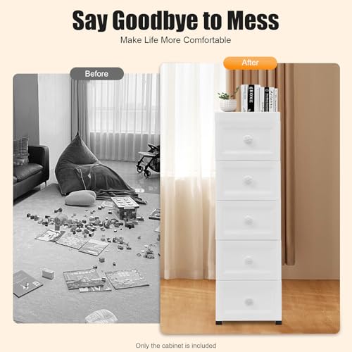 Carrito con cajones | Contenedor de plástico blanco | Carrito de baño | Hebilla antideslizante | Armario con cajones blanco con ruedas | Carro de cajón para baño, cocina, oficina, salón - imagen 6