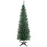 HOMCOM Albero di Natale Slim Artificiale 180 cm con Rami Realistici, Albero di Natale Alto e Stretto con Base Pieghevole, Verde