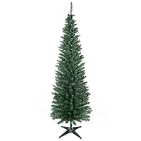 HOMCOM Albero di Natale Slim Artificiale 180 cm con Rami Realistici, Albero di Natale Alto e Stretto...