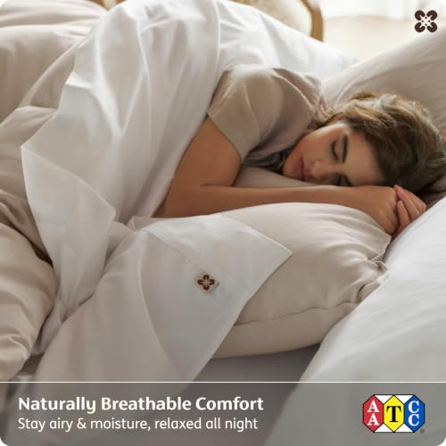 Image of Bedsure PureWoven 100% GOTS Certified Organic Cotton Sheets, Full Size 4PCS | Eco-Friendly, 16 inch Deep Pocket with Corner Straps, Luxury Hotel Soft, Breathable & Durable Sateen Bed Sheets, OEKO-Tex, White
