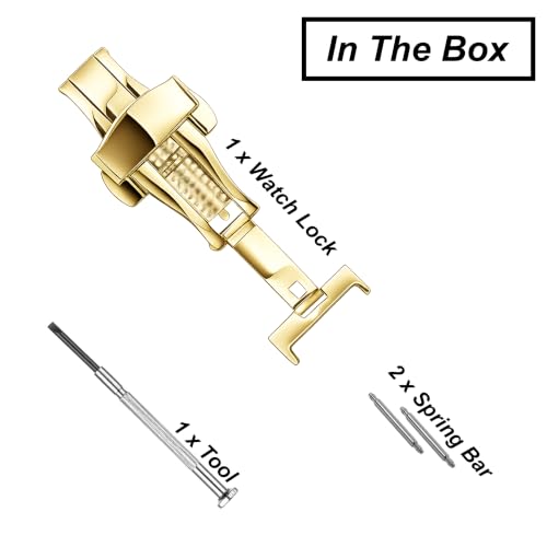 Image of DBLACK ''DSLCK3'' Butterfly Lock Stainless Steel Deployment Buckle Double Push Spring Clasp for Watch strap / / For 16mm, 18mm, 20mm, or 22mm Watch Bands (Choose Your Size & Color)