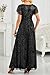 Pinup Fashion Black Formal Dresses for Women Evening Gowns Gala Prom Long Wedding Guest Elegant Sequin Sparkly Maxi Dress with Sleeves