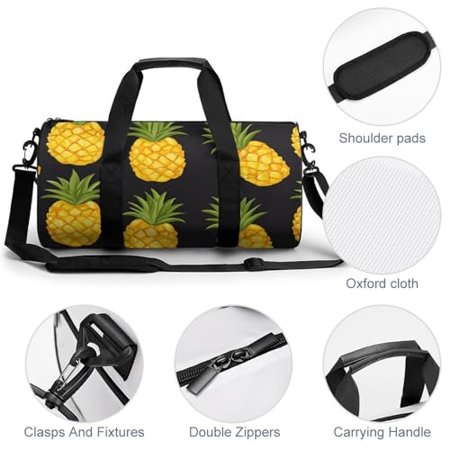 Pineapple Fruit Pattern Sports Gym Bag Travel Duffel Workout Bag with Adjustable Strap3