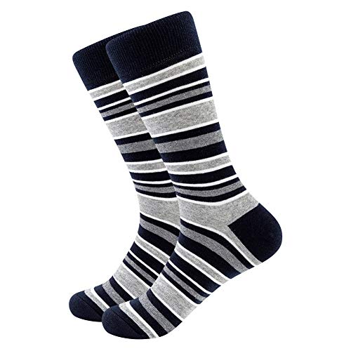 BONANGEL Men's Fun Dress Socks-Colorful Funny Novelty Crew Art Socks (6pairs-Colorful Stripe)