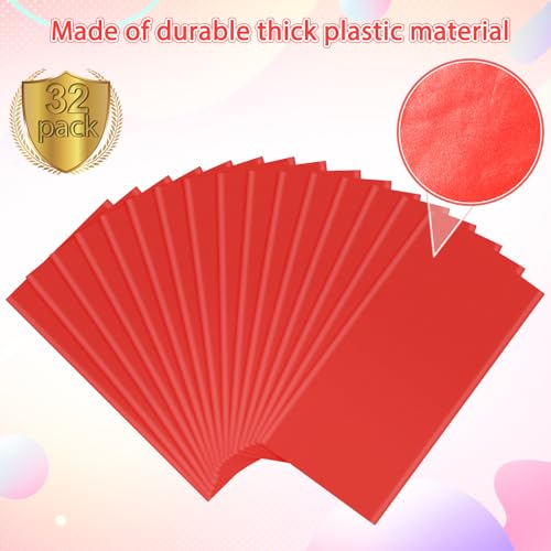 Image of 32 Pack Red Plastic Tablecloth for Rectangle Tables, Premium Decorative Red Disposable Table Cloths for Parties, Rectangle Party Table Cover for Birthday, Wedding, Christmas, Anniversary, 54 x 108Inch