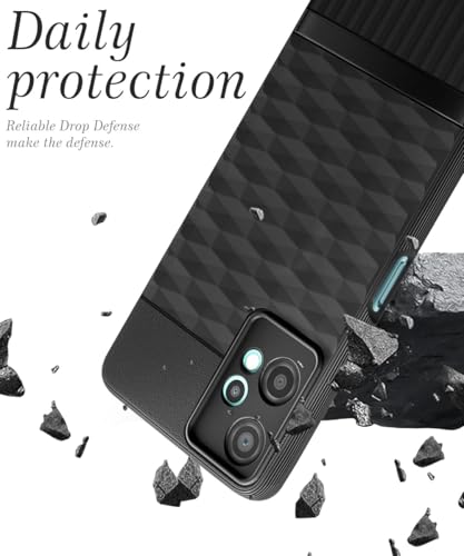 Image of WOW IMAGINE Back Cover for 1+ OnePlus Nord CE 2 Lite 5G with Hexa Cube Design | Ultra Slim Soft Rubberised Case | Inner Velvet Fabric | Matte Silicone Flexible Mobile Case | Camera Protection - Black