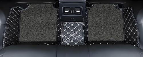 Image of 7D Premium Imported Car Foot Mat for VinFast VF MPV 7-7 Seater (All 3 Rows) 100% Waterproof and Dust Proof | Custom Fitted Car Floor Mat-Black and Silver Stich with Gray Grass