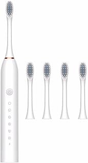 WSYKC USB Rechargeable Toothbrush, Electric Toothbrush, One Electric Handle, 4 Replacement Brush Heads, Meet One-Year Life Cycle White