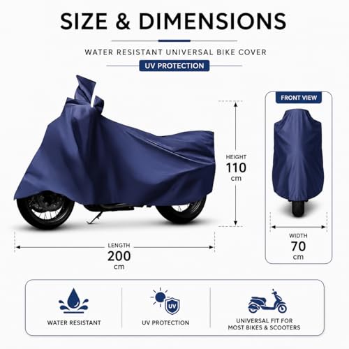 Image of Sulfar Water Resistant Universal Bike Cover UV Protection & Dustproof Bike Body Cover for Royal Enfield Bullet Bike (Navy Blue)