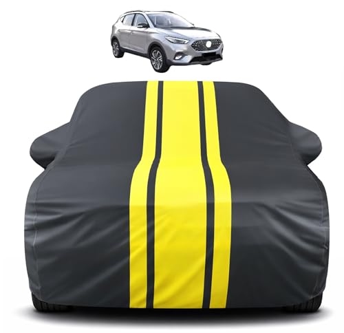 Image of Auto Hub Car Cover Compatible with MG Astor with Mirror Pocket, Soft Cotton Lining, Astor Car Cover Waterproof - Yellow-Black