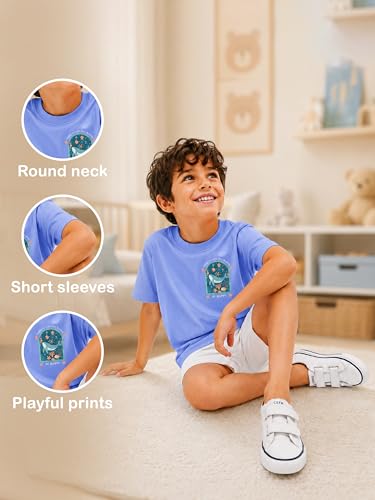Image of Kidbea Bamboo Unisex Kids T-Shirt Ultra-Soft Premium Half Sleeve Graphic Tee for Boys & Girls, Casual Summer Wear for Toddlers & Kids