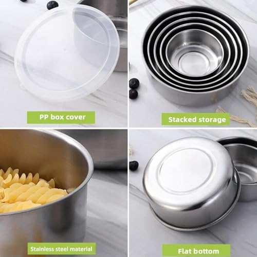 Image of LADILA 5-Piece Stainless Steel Mixing Bowl Set with Airtight Lids | Food Storage Containers for Kitchen, Chapati, Curry, Salad & Snacks | Rust-Proof, Leak-Proof, Stackable, Freezer & Dishwasher Safe