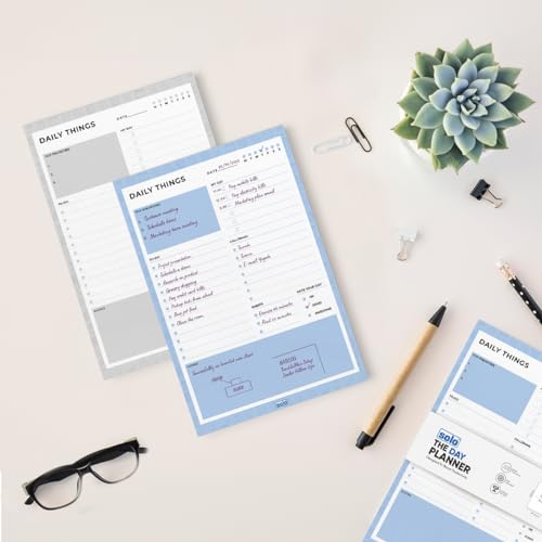 Image of SOLO A5 Daily Planner with 50 Tear-Off Sheets, 80 GSM Planner to Track Productivity & Schedule Your Day, Manage To-Do List, Goals & Budget Tracker, Ideal for Office, Home & School (Pack of 2)