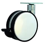 Diámetro de la rueda: 80 mm HSI Diseño de Ruedas para muebles (con freno y placa, zamak, cromo/negro, 47 x 47 mm, 1 pieza, 261450.0