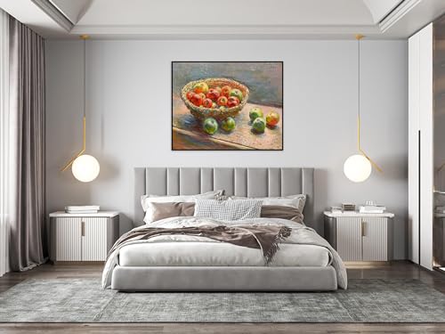 Tableaux sur Toile Impressionnisme avec Cadre Noir Nature Morte aux Pommes 30x40cm - 4