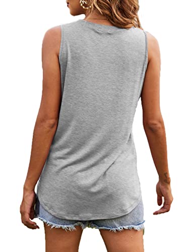 Hount Women's Tank Tops Loose Fit Sleeveless Tshirts For Women Loose (Gray, M) #TOP4
