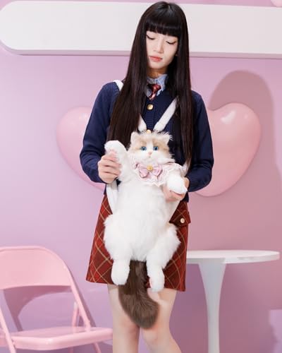 Chongker ハンドメイド リアルな猫型リュック 猫のぬいぐるみペット好きな人へのプレゼント 女性へのプレゼント (リュック)