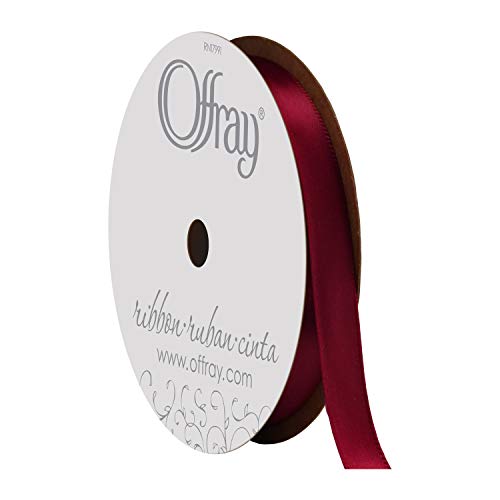 Image of Offray 263150 3 /8 inch Wide Single Face Satin Ribbon, Sherry Red, 6 Yds