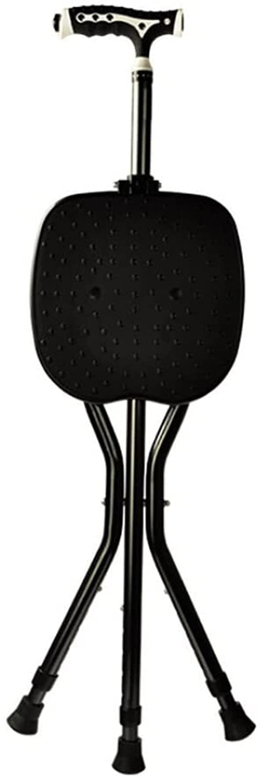 Taburete de bastón plegable, ligero y de altura ajustable, capacidad de 300 libras, de aleación de aluminio grueso, con muletas, asiento de 3 patas, bastón alto con luz LED, unisex para personas may
