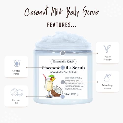 Essentially Kates Coconut Milk Body & Foot Scrub 10 Oz - Has An Excellent Moisturising Effect. Enhance Your Skin's Elasticity And Flexibility. #TOP1