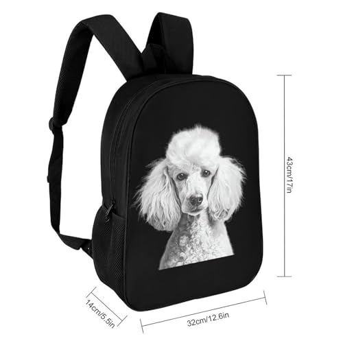 White Poodle Dog Classic 17 Inch Backpack Travel Daypack Casual Shoulder Bag with Adjustable Strap for Men Women2