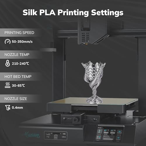Image of AMOLEN Silk PLA Filament 1.75mm 3D Printer filaments, Shiny Silver Grey Filament for 3D Printing, 1kg(2.2lbs) Spool, Compatible with Most FDM Printer(Silk Silver Grey)