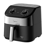 Melhores Air Fryers Custo-Benefício de 2025 (Fritadeiras sem Óleo) Fritadeira Midea Air Fryer 5,5L, design de dois botões, ampla faixa de temperatura de 80°C a 200°C, cesto antiaderente e prato para vegetais, 1900W, 110V, FWM55P1