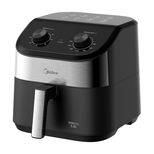 Fritadeira Midea Air Fryer 5,5L, design de dois botões, ampla faixa de temperatura de 80°C... Fritadeira Midea Air Fryer 5,5L, design de dois botões, ampla faixa de temperatura de 80°C...
