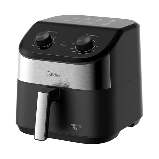 Fritadeira Midea Air Fryer 5,5L, design de dois botões, ampla faixa de temperatura de 80°C a 200°C, cesto antiaderente e prato para vegetais, 1900W, 220V, FWM55P2