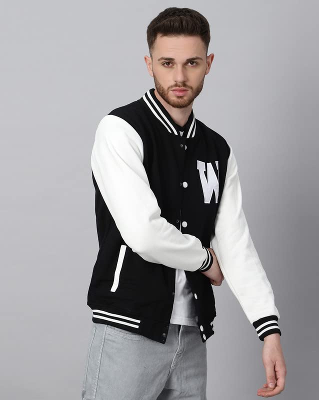 Image of BE SAVAGE Men's Cotton Blend Standard Length Varsity Jacket