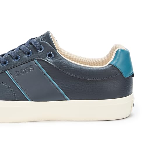 Image of BOSS Men's Aiden Logo Block Leather Low Top Sneakers | Casual Shoes