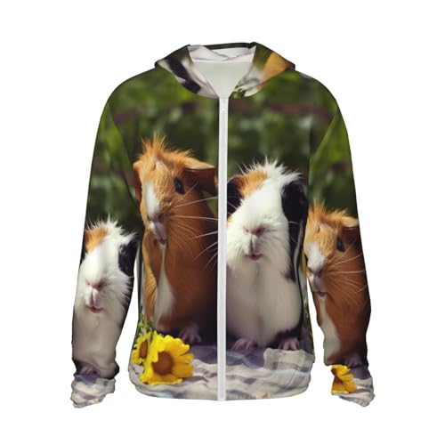 Meerschweinchen Lustiger Sonnenschutz Hoodie Jacke Full Zip UPF 50+ Langarm Sonnenshirt mit Tasche Outdoor, Schwarz, Large Meerschweinchen Lustiger Sonnenschutz Hoodie Jacke Full Zip UPF 50+ Langarm Sonnenshirt mit Tasche Outdoor, Schwarz, Large